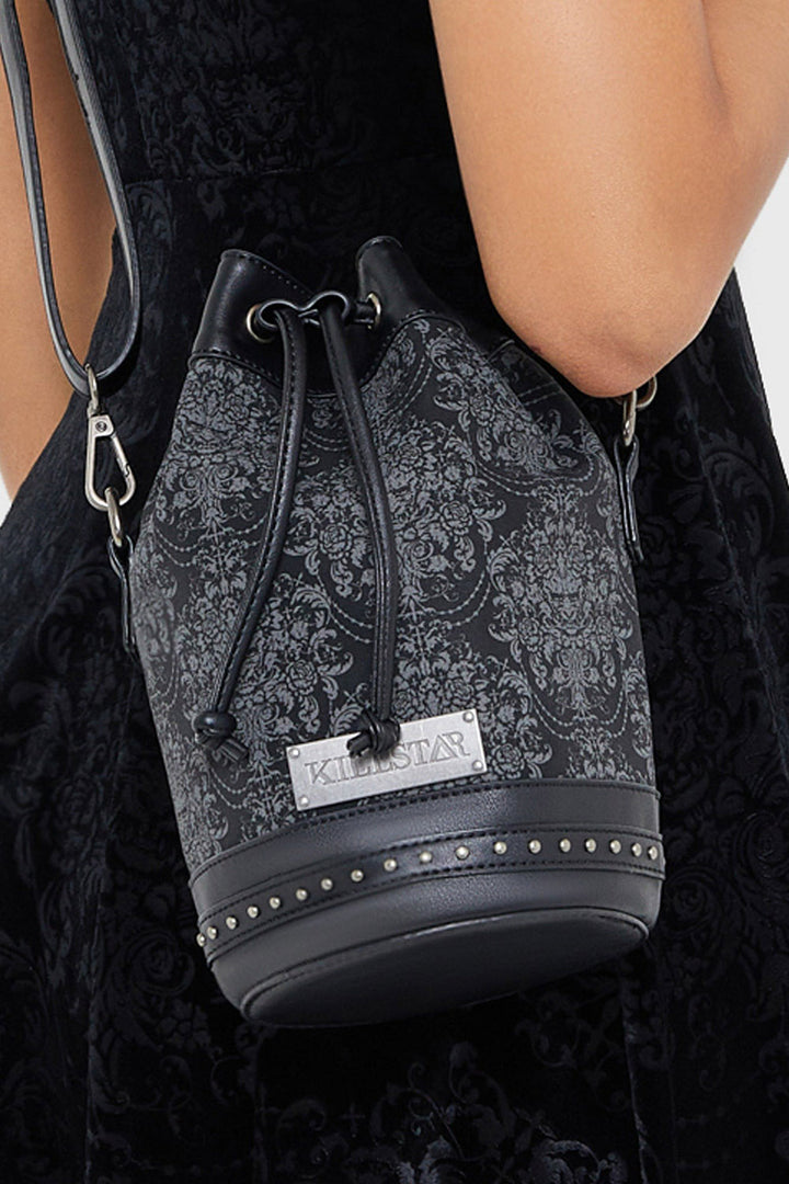 black studded gothic bucket bag