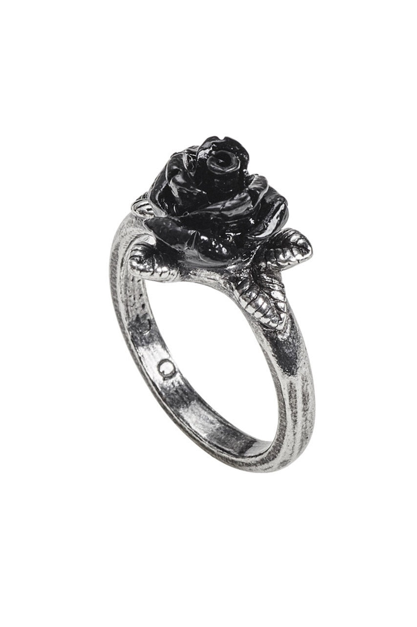 pewter black rose gothic ring by alchemy