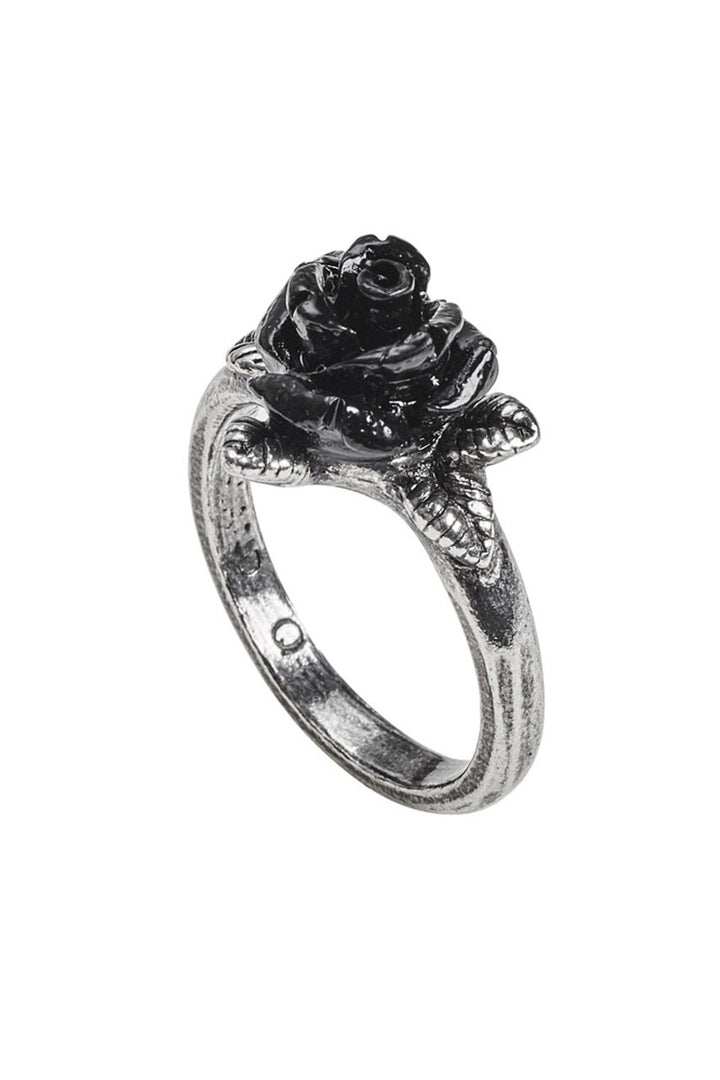 pewter black rose gothic ring by alchemy