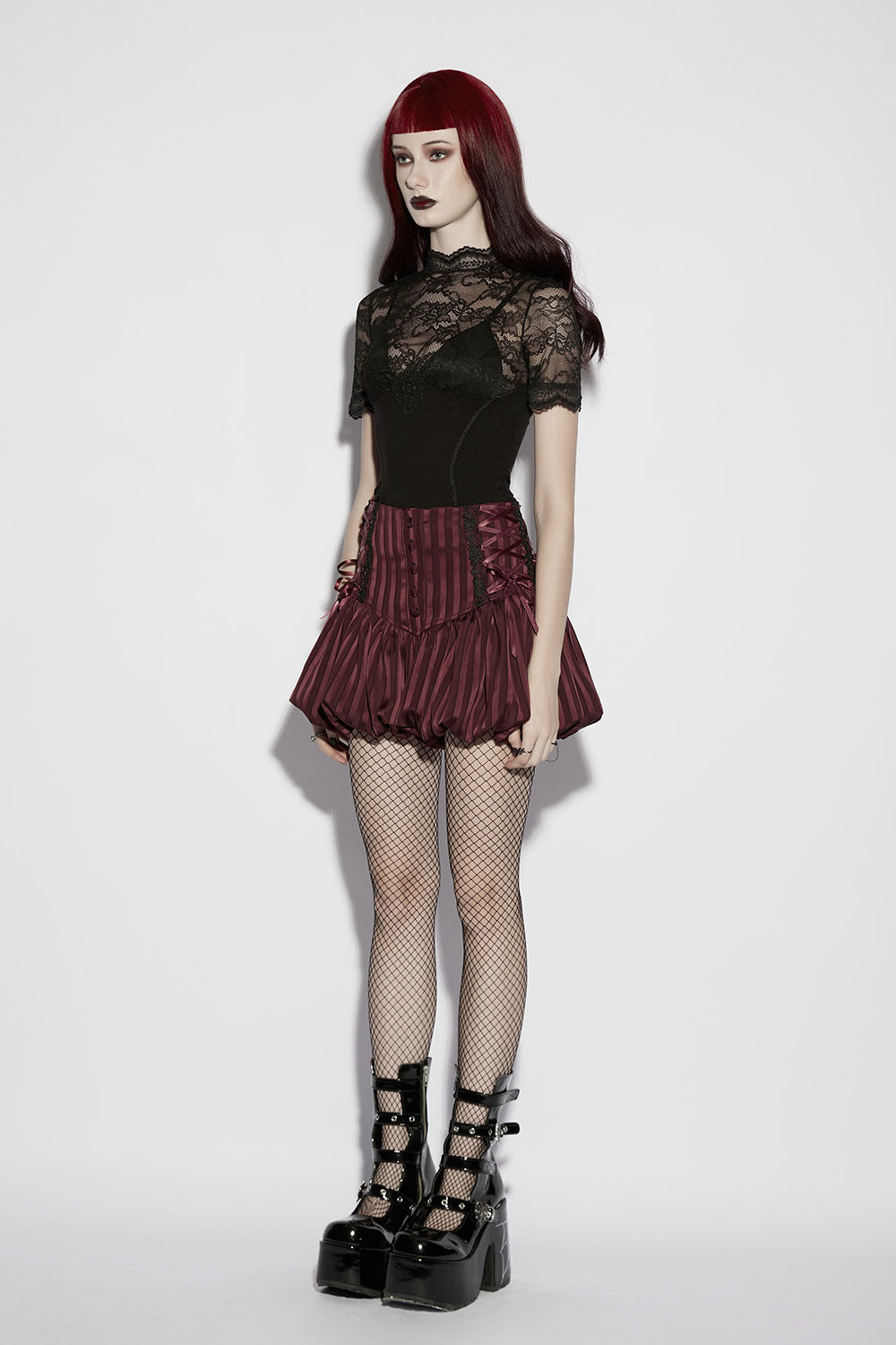 embroidered lace-up bloomer shorts