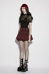 embroidered lace-up bloomer shorts