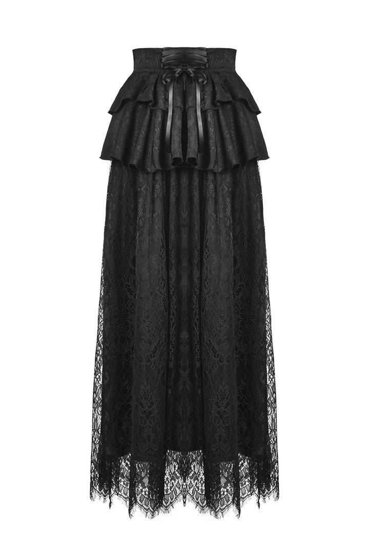high waisted embroidered lace skirt