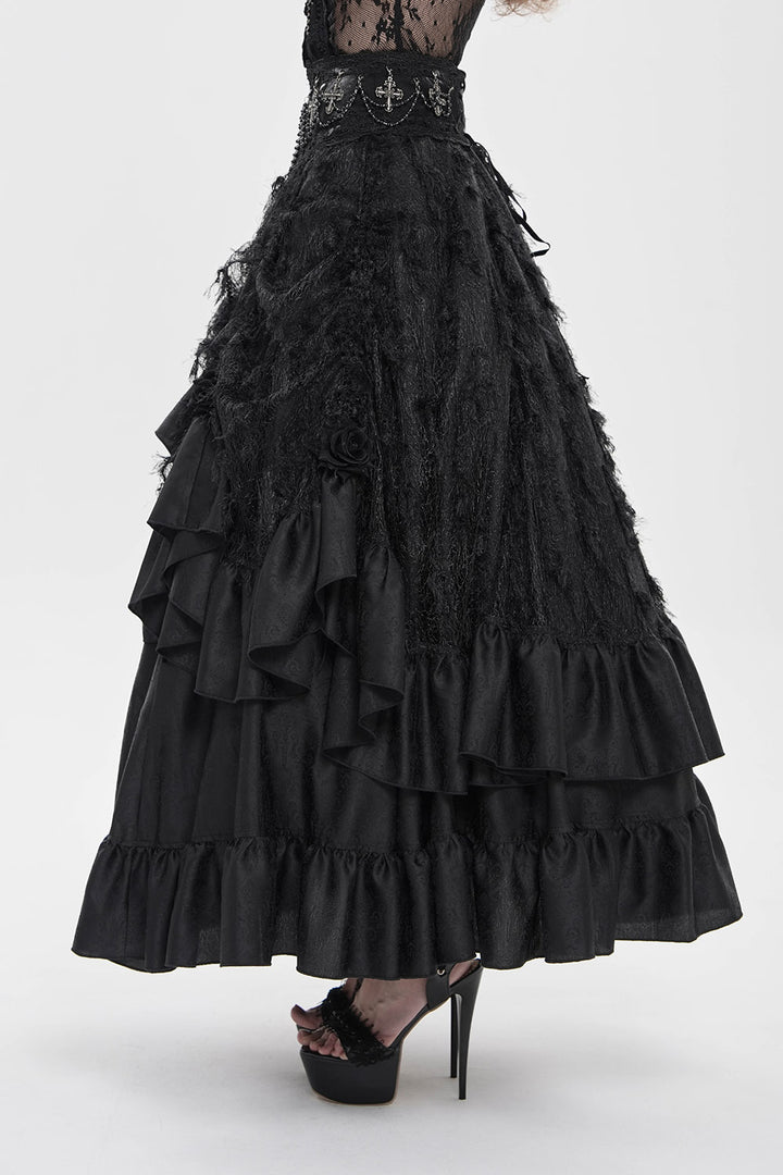 womens long gothic skirt with cross chains