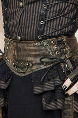 womens short ruffled steampunk striped lace skirt