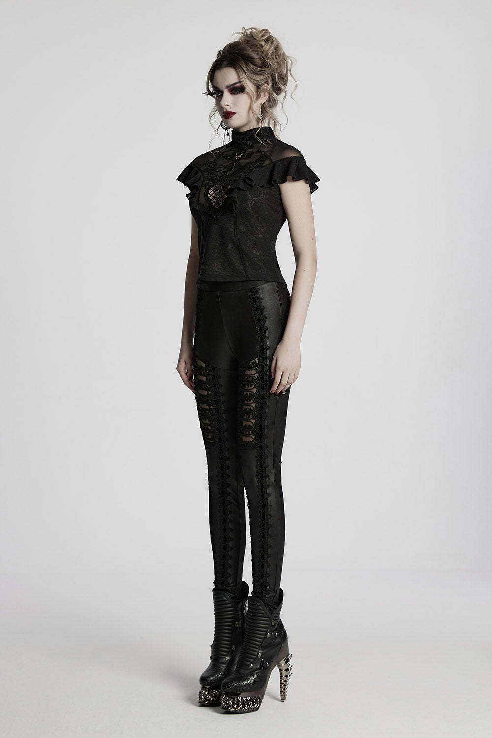 gothic ruffled shoulder top