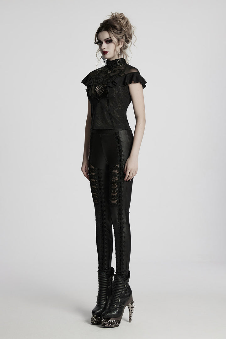gothic ruffled shoulder top