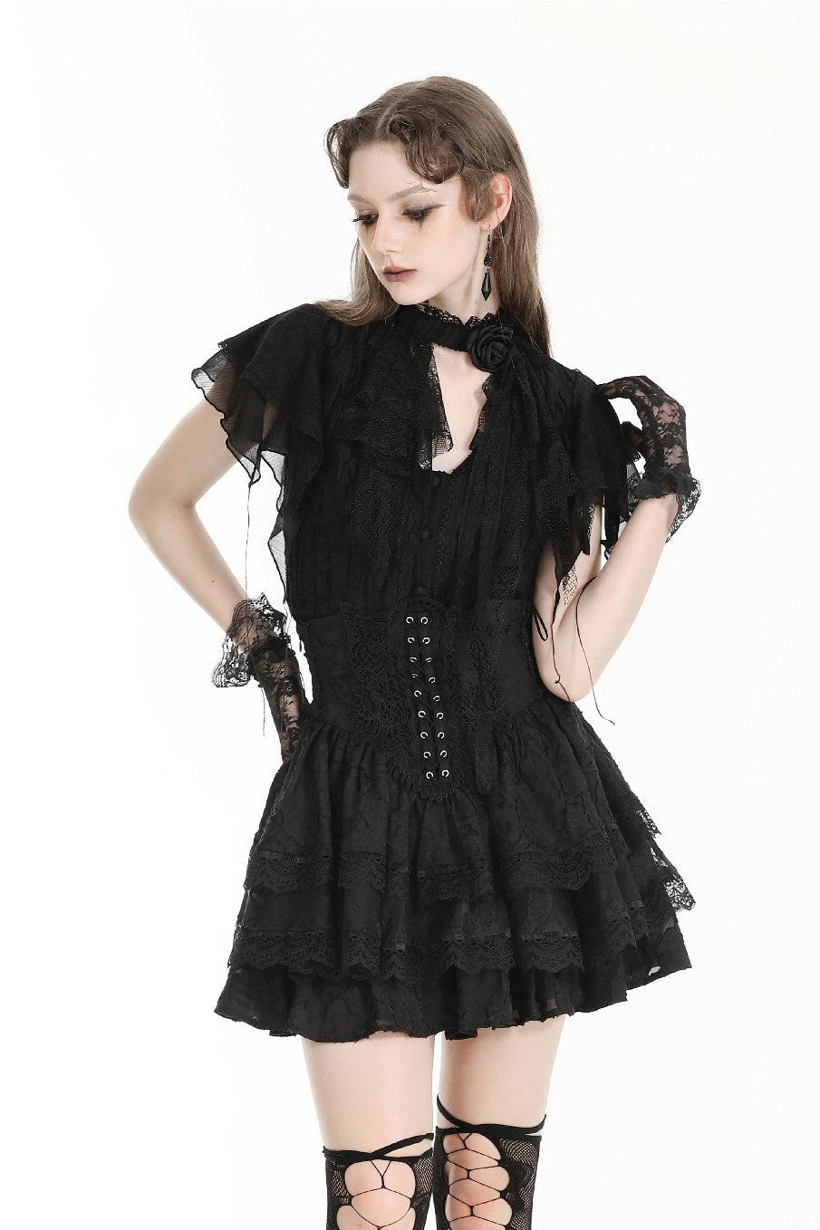 womens lace shoulder gothic top