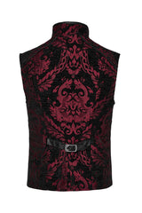 mens black and red vampire goth vest with eyelets 