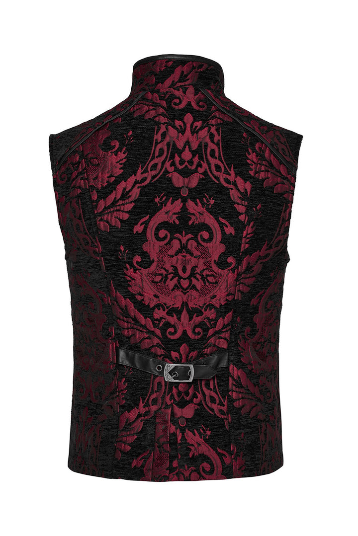 mens black and red vampire goth vest with eyelets 