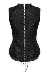 lace-up womens black lace vest