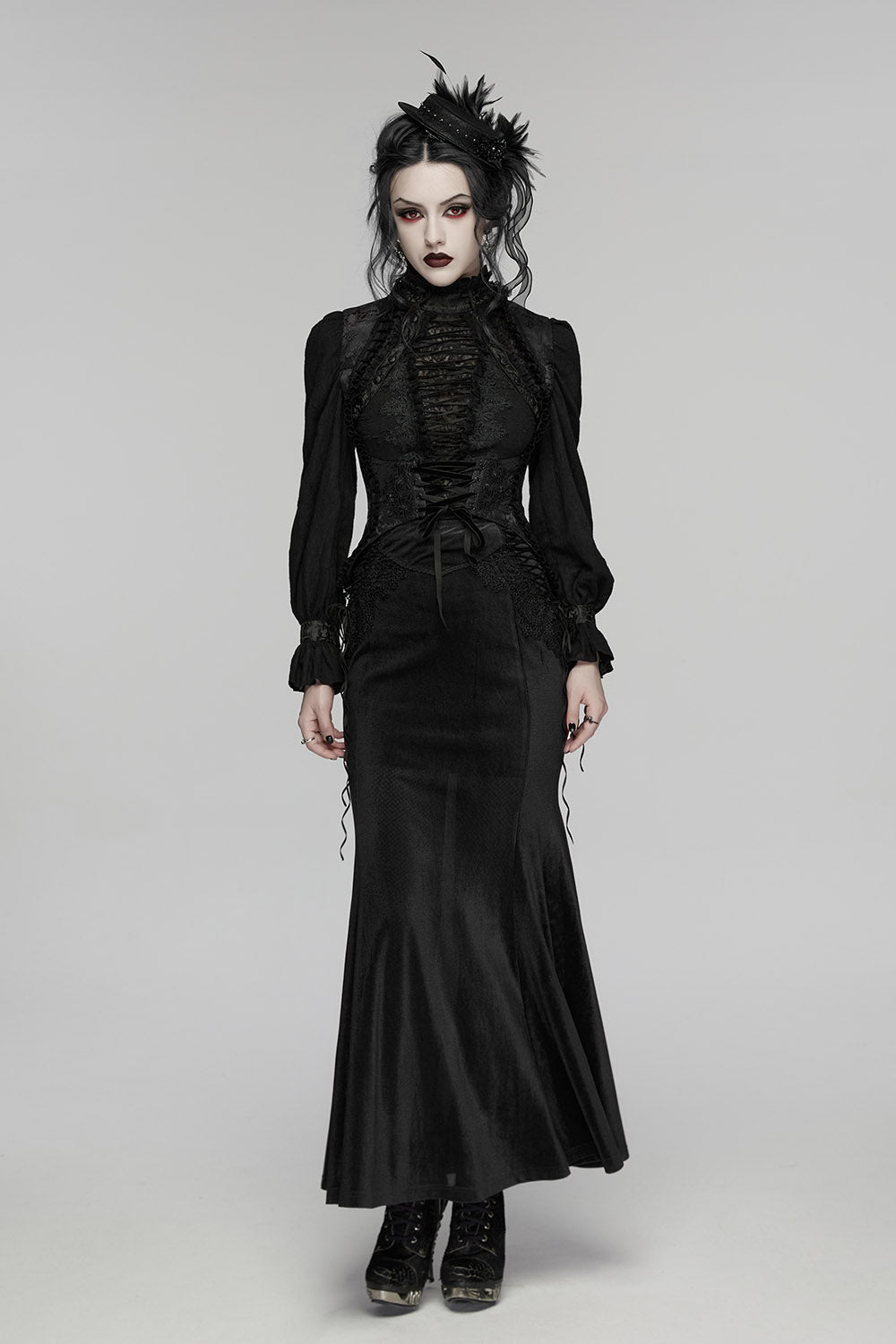 womens studded embroidered black lace vest