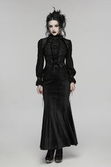womens studded embroidered black lace vest