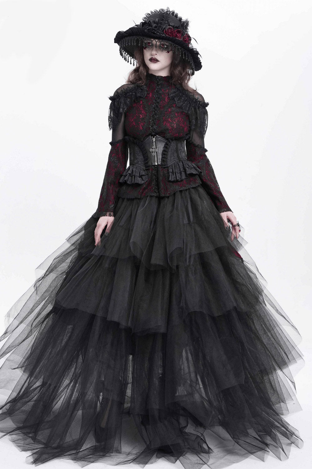 lace and ruffled romantic goth corset