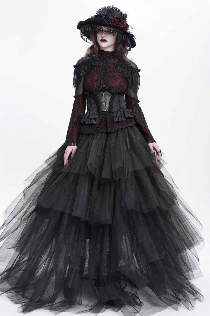 lace and ruffled romantic goth corset