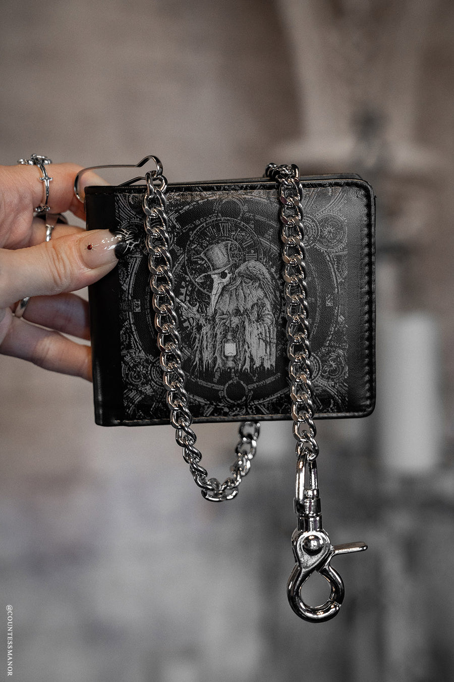 mens bifold gothic wallet with detachable chain