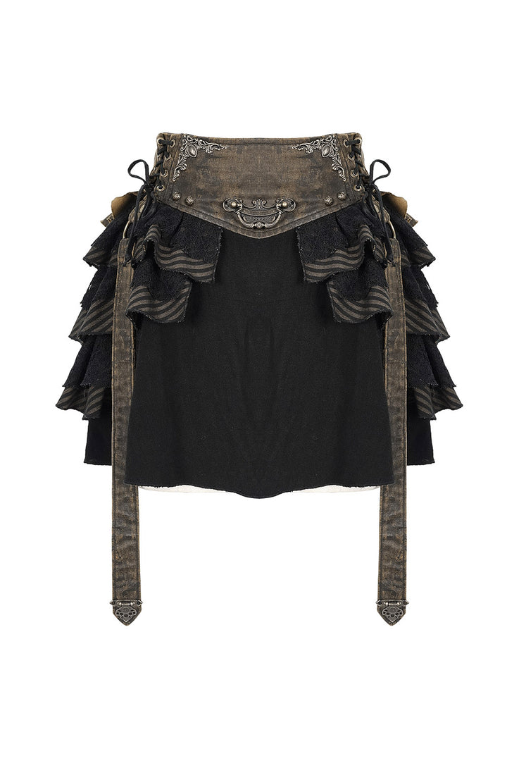 high-waisted short ruffled skirt