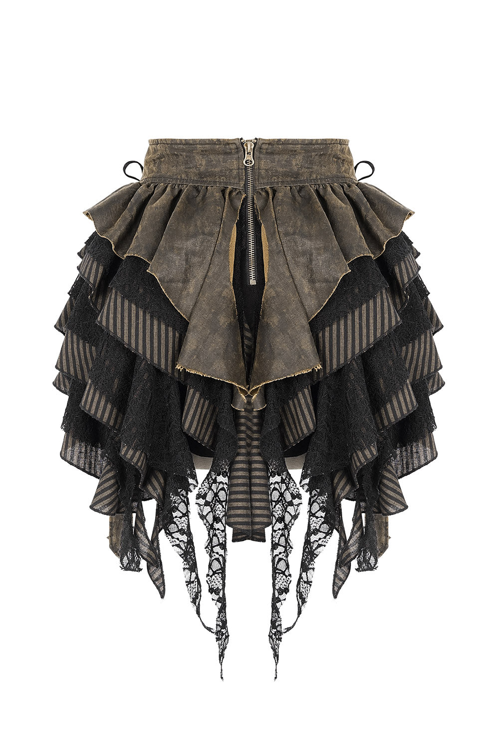 whimsical goth striped high-waisted short ruffled skirt