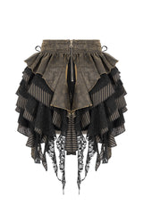 whimsical goth striped high-waisted short ruffled skirt