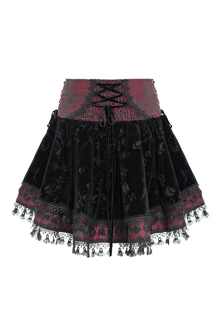 high-rise lace-up skirt