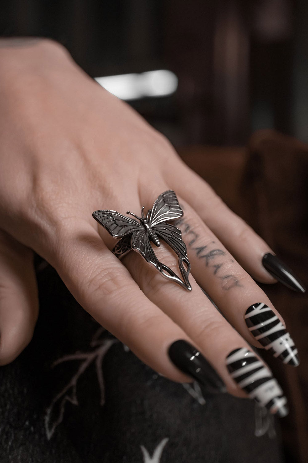 victorian gothic butterfly ring