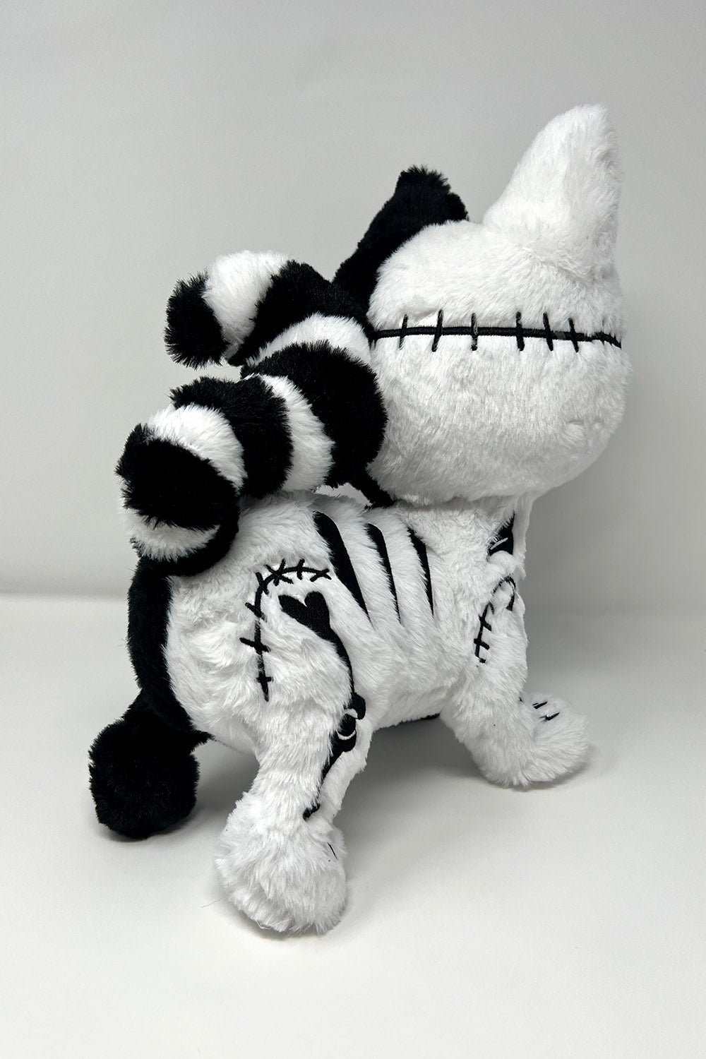 halloween gothic skeleton cat plushie with stitches