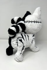 halloween gothic skeleton cat plushie with stitches