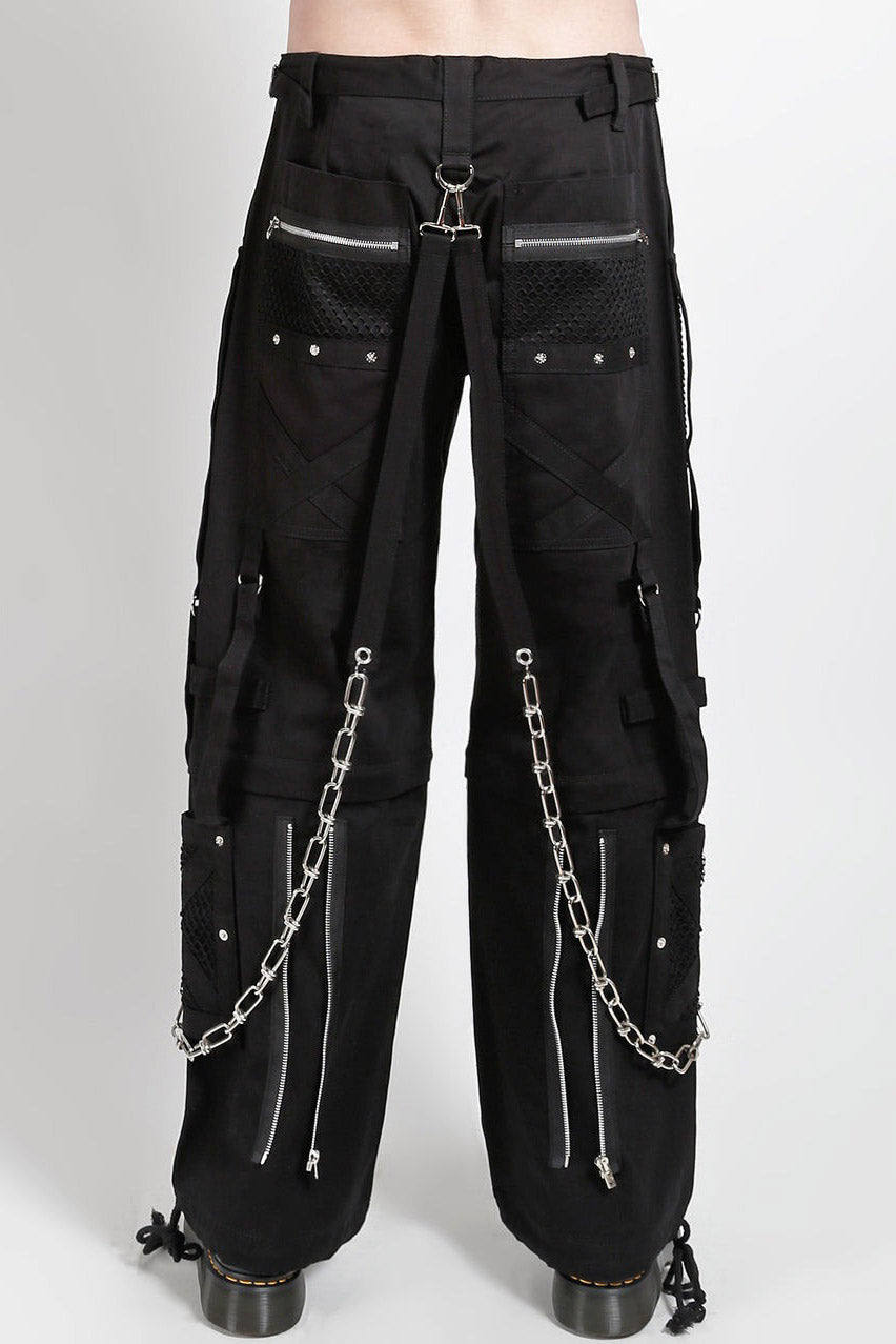 netted punk pants with chain straps