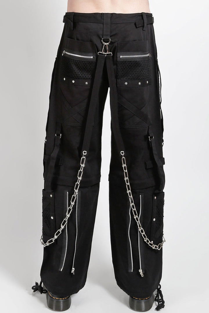 netted punk pants with chain straps