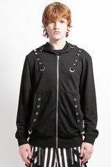mens black gothic spiked hoodie