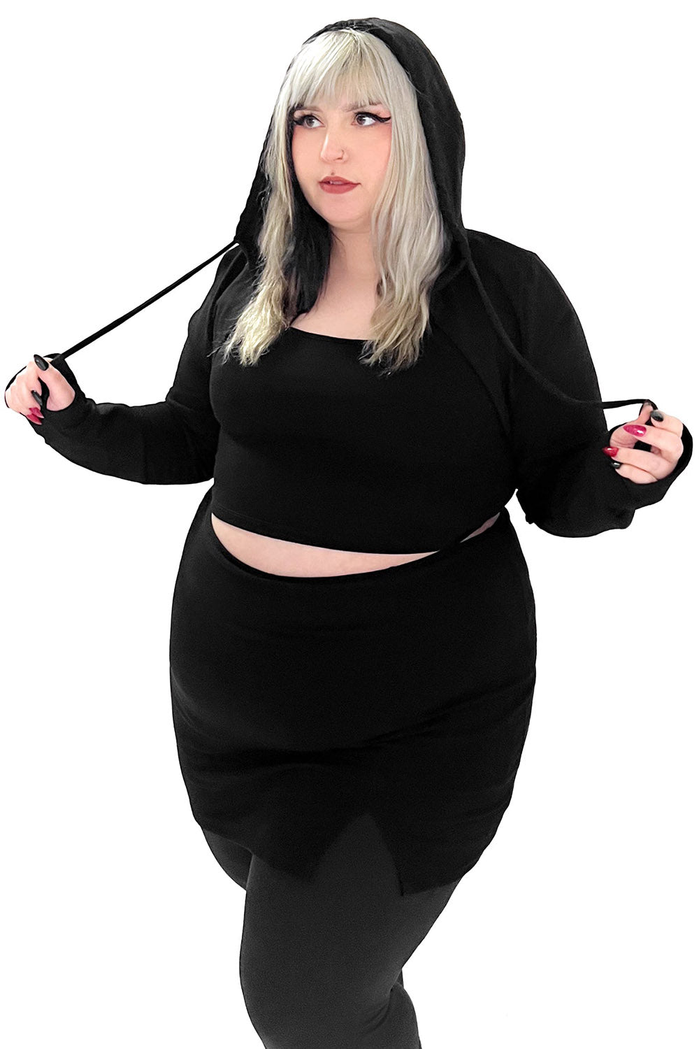 womens hooded bolero shrug with thumbholes