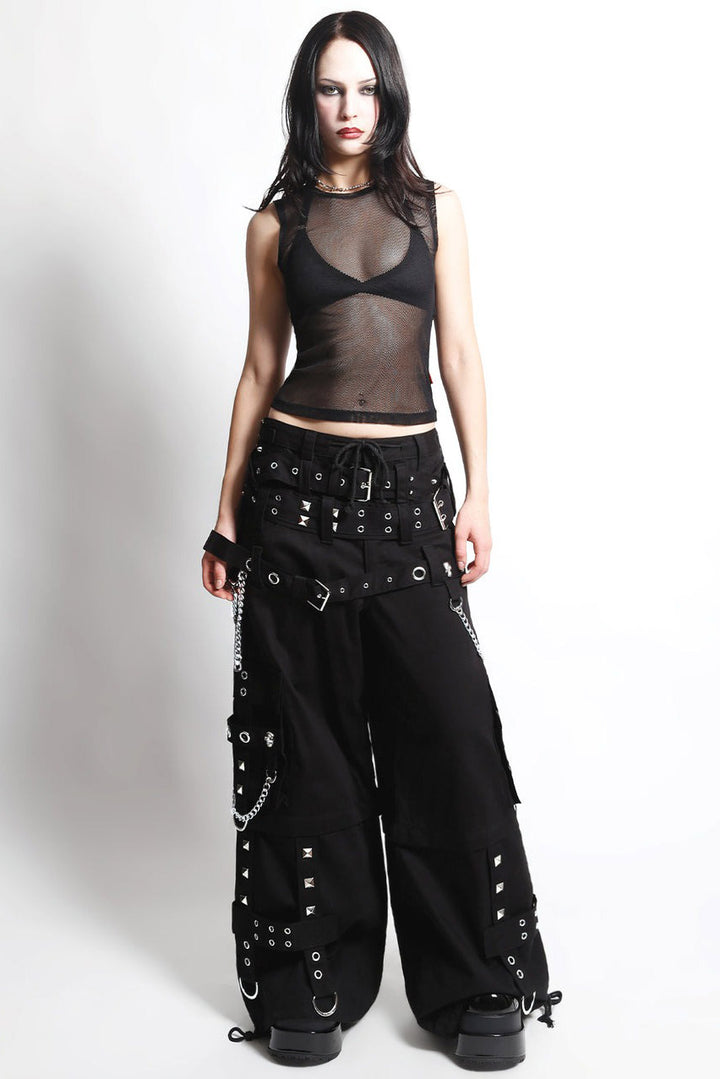 black denim long baggy cargo womens pants 