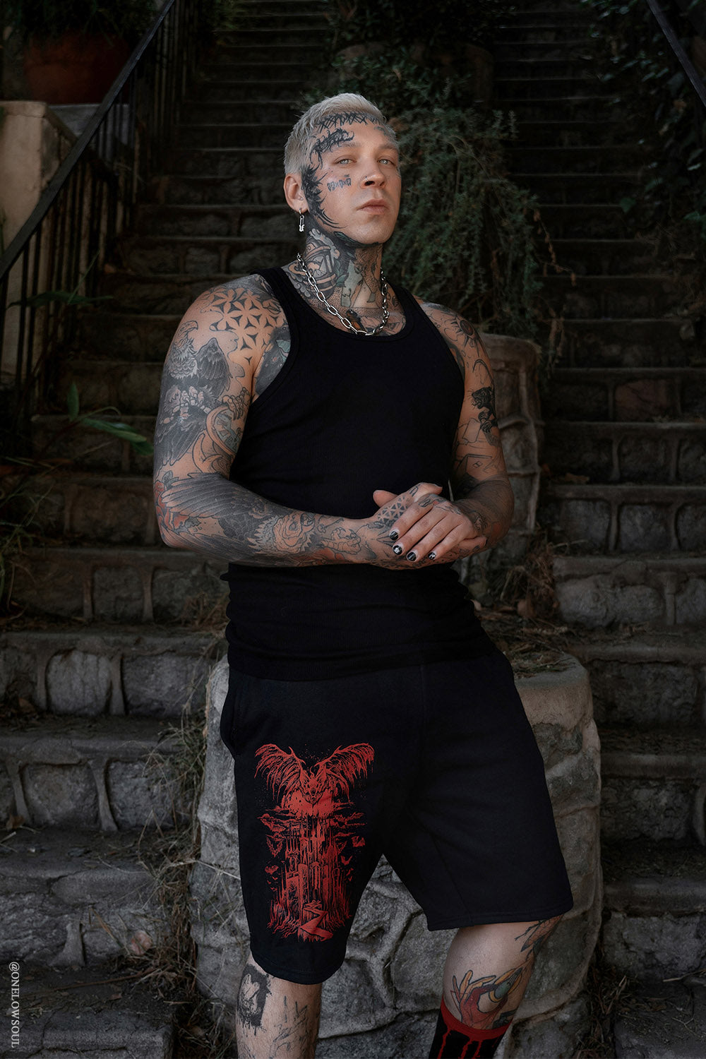 mens goth loungewear shorts 