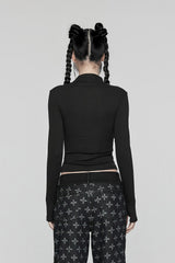 gothic long sleeve eyelet lace up shirt