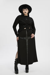 asymmetric high collar top