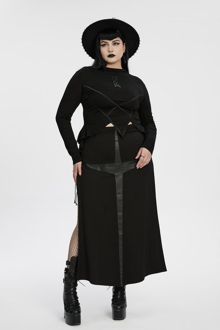 asymmetric high collar top