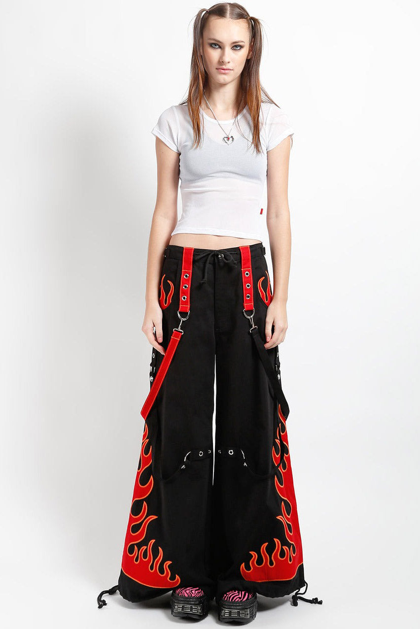 TRIPP NYC Flame ファイヤーパンツ グランジ Tripp NYC Flame Dark Street Pants [BLACK DENIM] – VampireFreaks