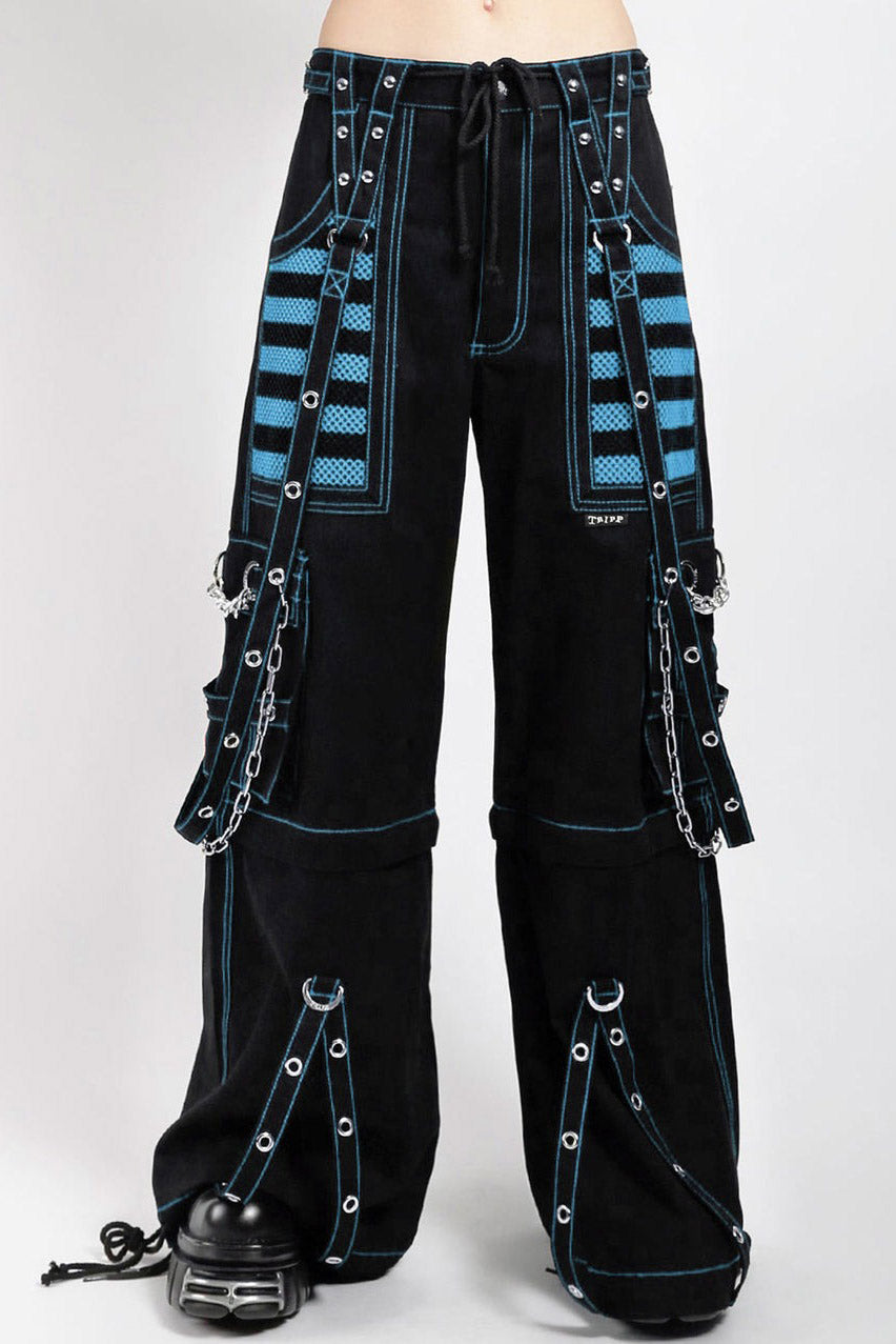 tripp nyc 2way エレクトロ パンツ　サブカル　グランジ　y2k Tripp NYC Electro Pants [BLACK/BLUE] – VampireFreaks