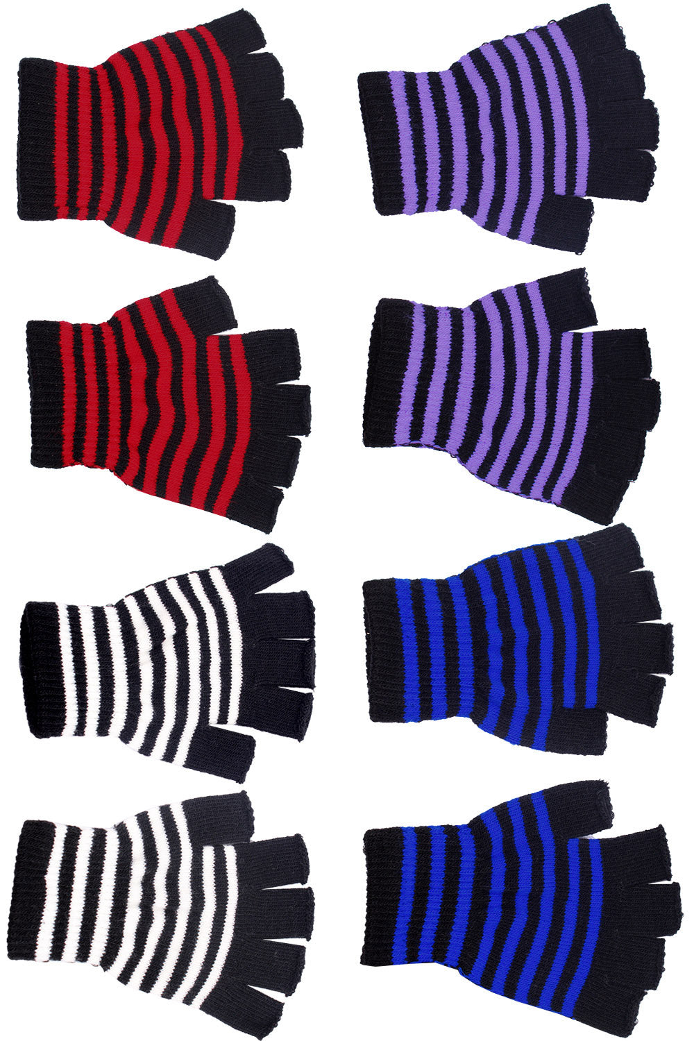 Striped Fingerless Gloves [Multiple Colors Available]
