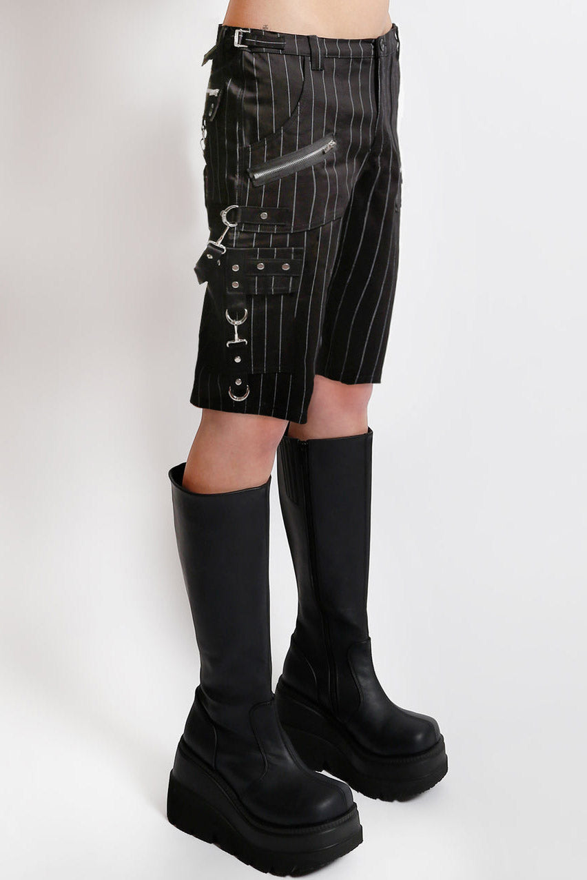 alternative goth tripp NYC long black cotton shorts with straps and zippers
