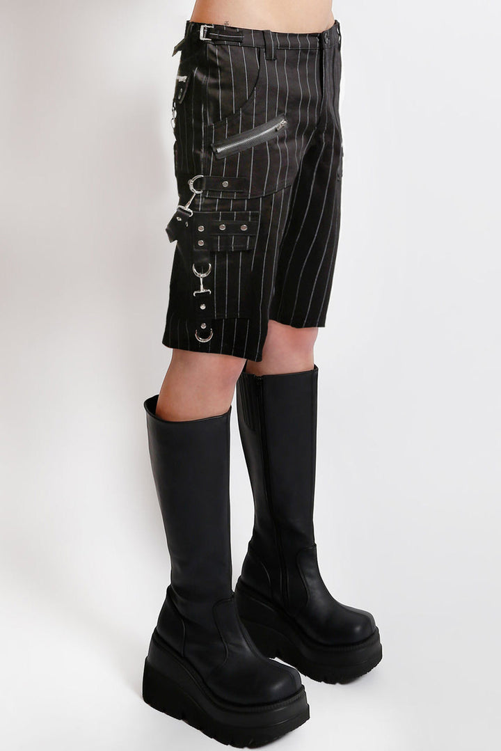 alternative goth tripp NYC long black cotton shorts with straps and zippers