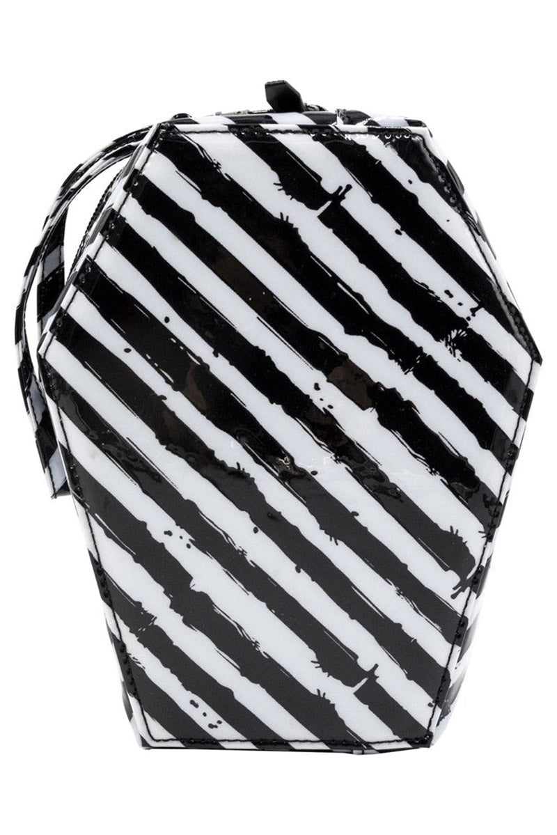 striped black and white Beetlejuice purse