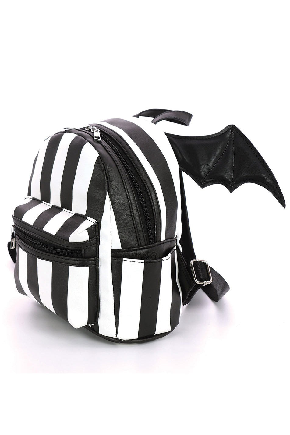 gothabilly black and white striped retro backpack