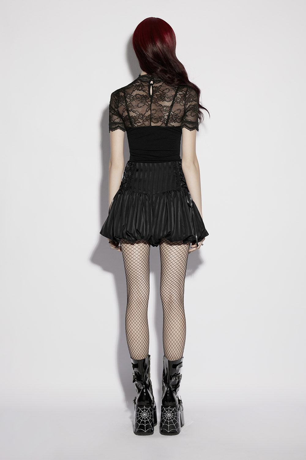 high waisted womens black lace-up bloomers