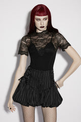 striped womens black lace-up bloomers