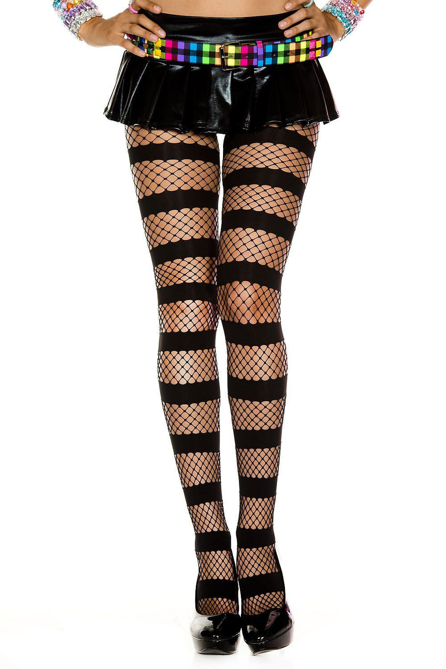 Striped Spooks Fishnet Tights