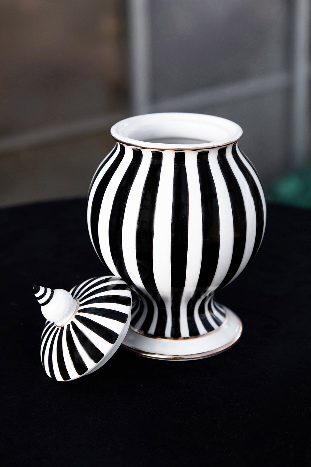 steampunk striped tea bag jar holder