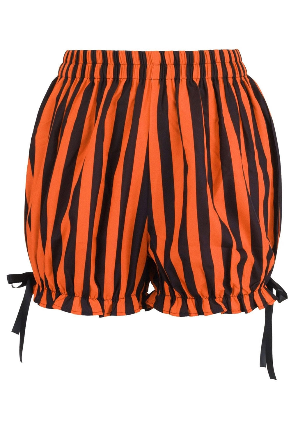 womens ruffled orange and black halloween bloomer shorts
