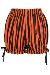 womens ruffled orange and black halloween bloomer shorts