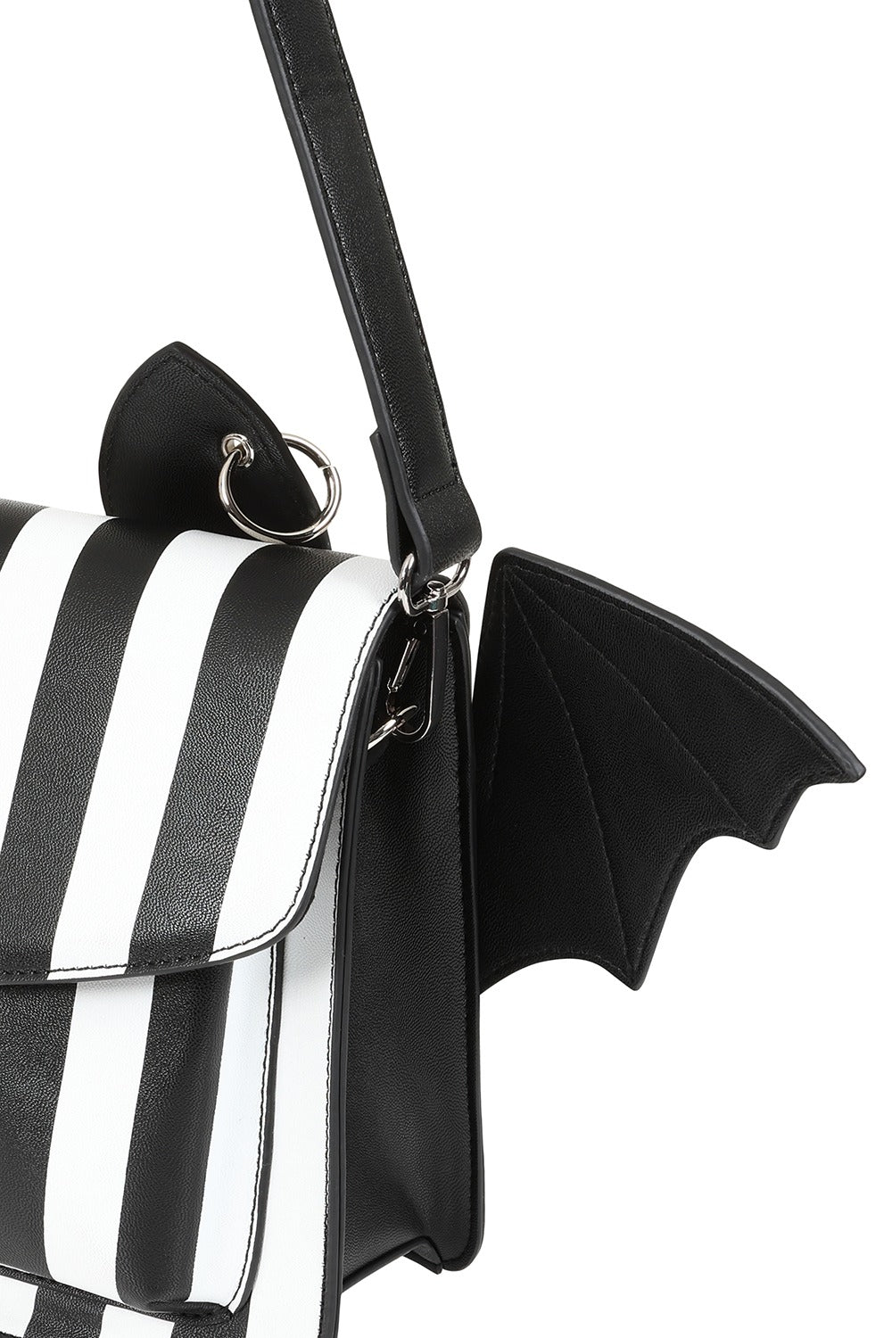 black batwing rockabilly striped purse 