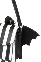 black batwing rockabilly striped purse 